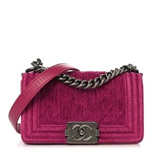 Chanel Mini Boy Bag Fuchsia Velvet Crossbody Bag